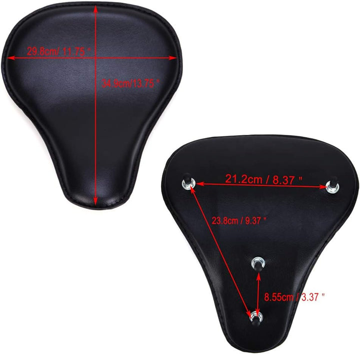 Schwarz Motorrad Leder Solo Sitz mit 3 Zoll Feder Halterung Kit für Chopper Sportster Bobber #1-Klas