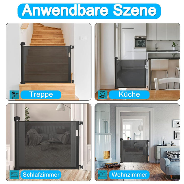 Froadp PVC Türschutzgitter, Ausziehbar Baby Treppengitter für Kinder und Haustiere, Einziehbares Tre