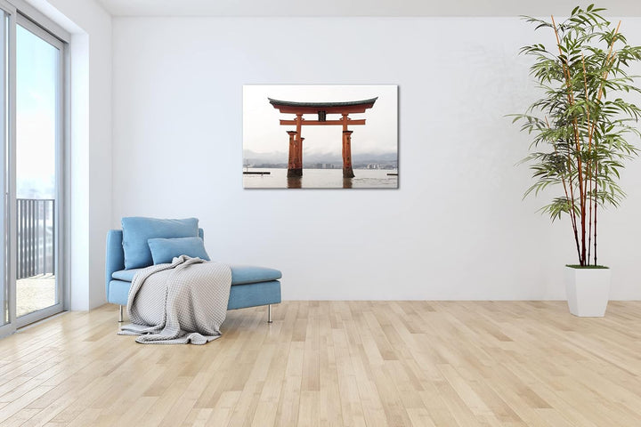 deyoli ehrwürdig japanisches Schreintor Format: 80x60 als Leinwandbild, Motiv fertig gerahmt auf Ech