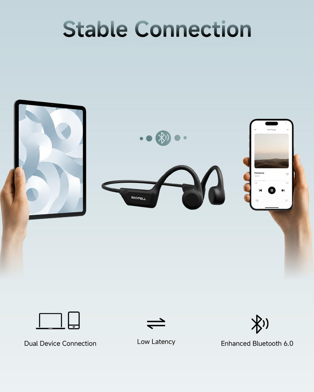 Knochenschall Kopfhörer, Open Ear Bluetooth 6.0 Sportkopfhörer, 8 Std Spielzeit, 28g Ultraleicht, US