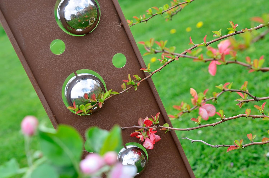 Kobolo Gartenstecker Dekostecker Rusty Bubbles in Rostoptik mit Edelstahlkugeln