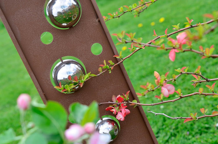 Kobolo Gartenstecker Dekostecker Rusty Bubbles in Rostoptik mit Edelstahlkugeln