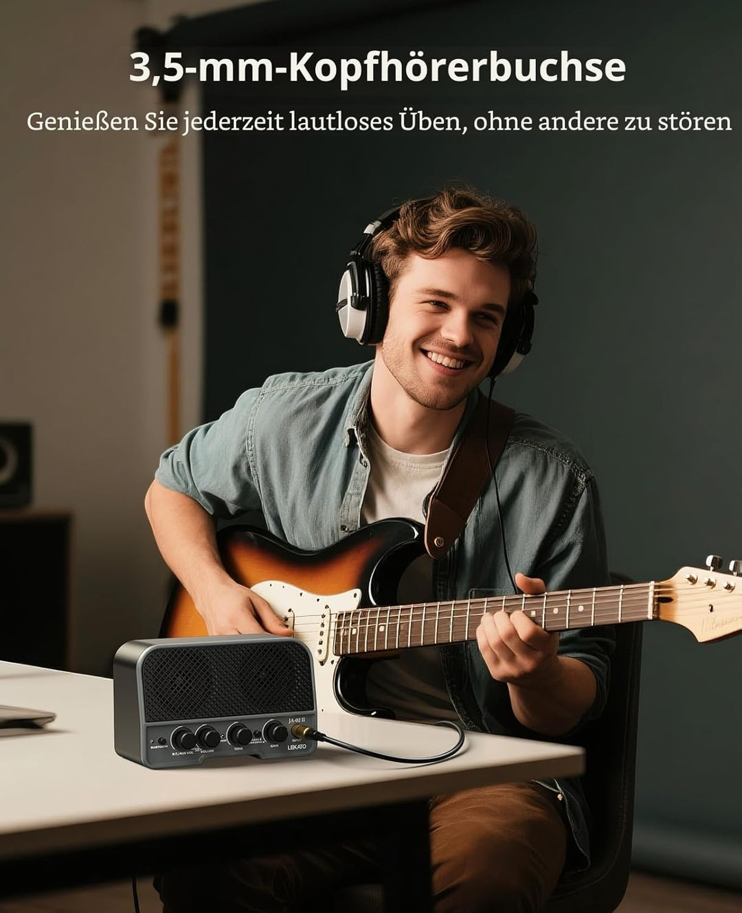 Mini Gitarrenverstärker, LEKATO 5W Drahtloser Wiederaufladbarer Verstärker mit CLEAN/OVERDRIVER-Effe
