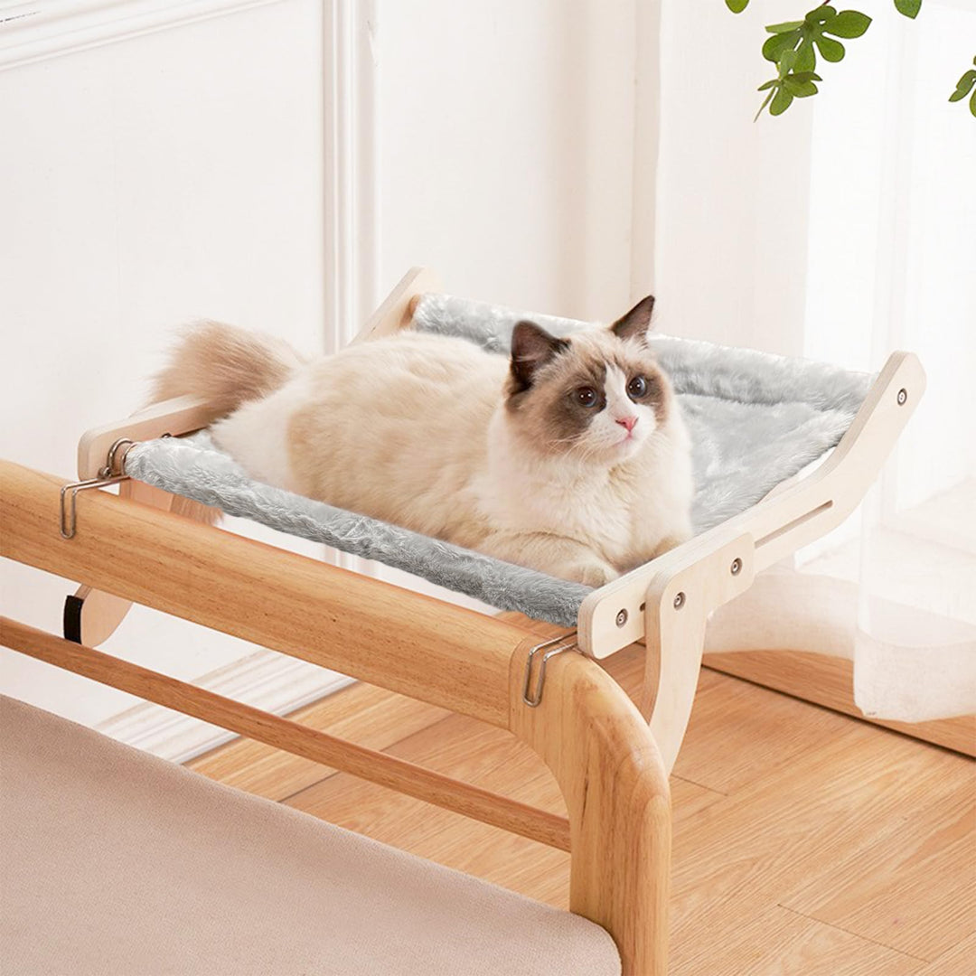 Katze Fenstersitz für Wohnungskatzen, Holz Katzen Fenster Sitzstangen Heizungsliege Fenster Hängemat