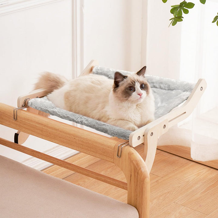 Katze Fenstersitz für Wohnungskatzen, Holz Katzen Fenster Sitzstangen Heizungsliege Fenster Hängemat