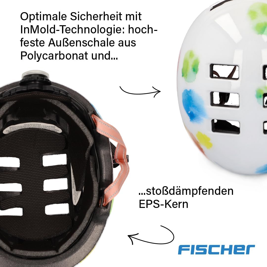 FISCHER BMX Kinder-Helm, Fahrradhelm, Radhelm, Dirt Bike Helm Plus mit integriertem LED-Rücklicht, S