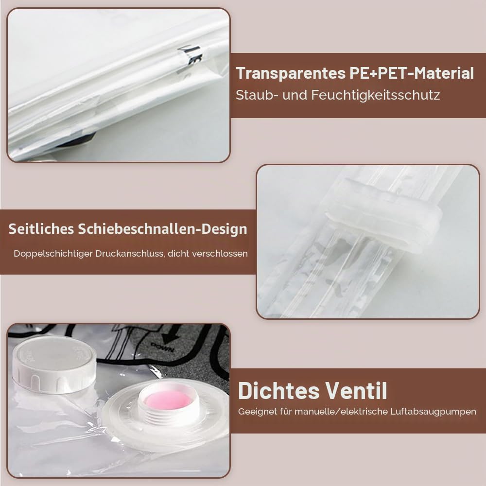 Vakuumbeutel zum Aufhängen, 5 Stück Hängend Vakuumbeutel Mit Kleiderhaken Hanging Vacuum Storage Bag