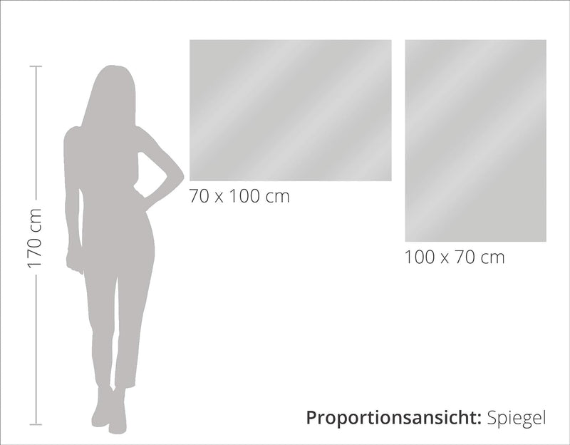 ARTLAND Wandspiegel zum Aufhängen Rahmenlos 100x70 / 70x100 cm Rechteckig Spiegel ohne Rahmen für Fl