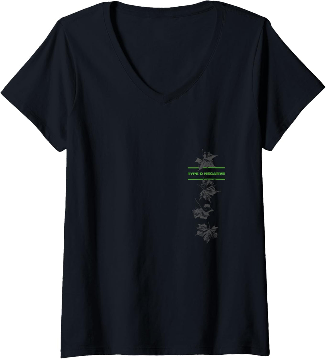 Typ O Negative Leaves doppelseitig schwarz T-Shirt mit V-Ausschnitt
