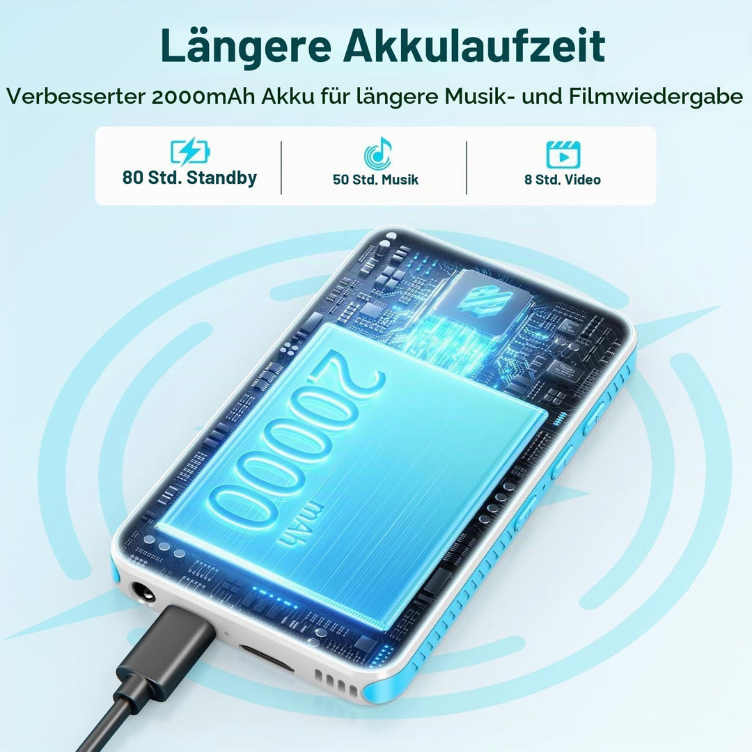 SWOFY 160GB MP3 Player mit Bluetooth und WLAN，D08 Android 13 MP3 Player, 4 Zoll Touchscreen, Bluetoo