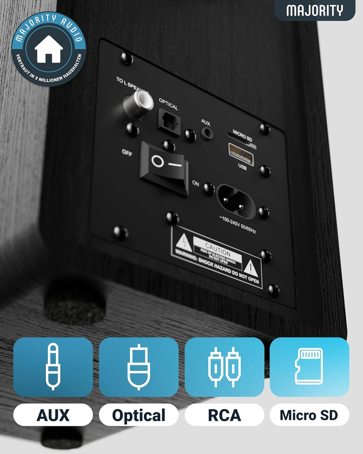 MAJORITY D40 Bluetooth Lautsprecher Boxen | 60W 2.0 Aktivlautsprecher | Studio Monitor mit 4"-Treibe