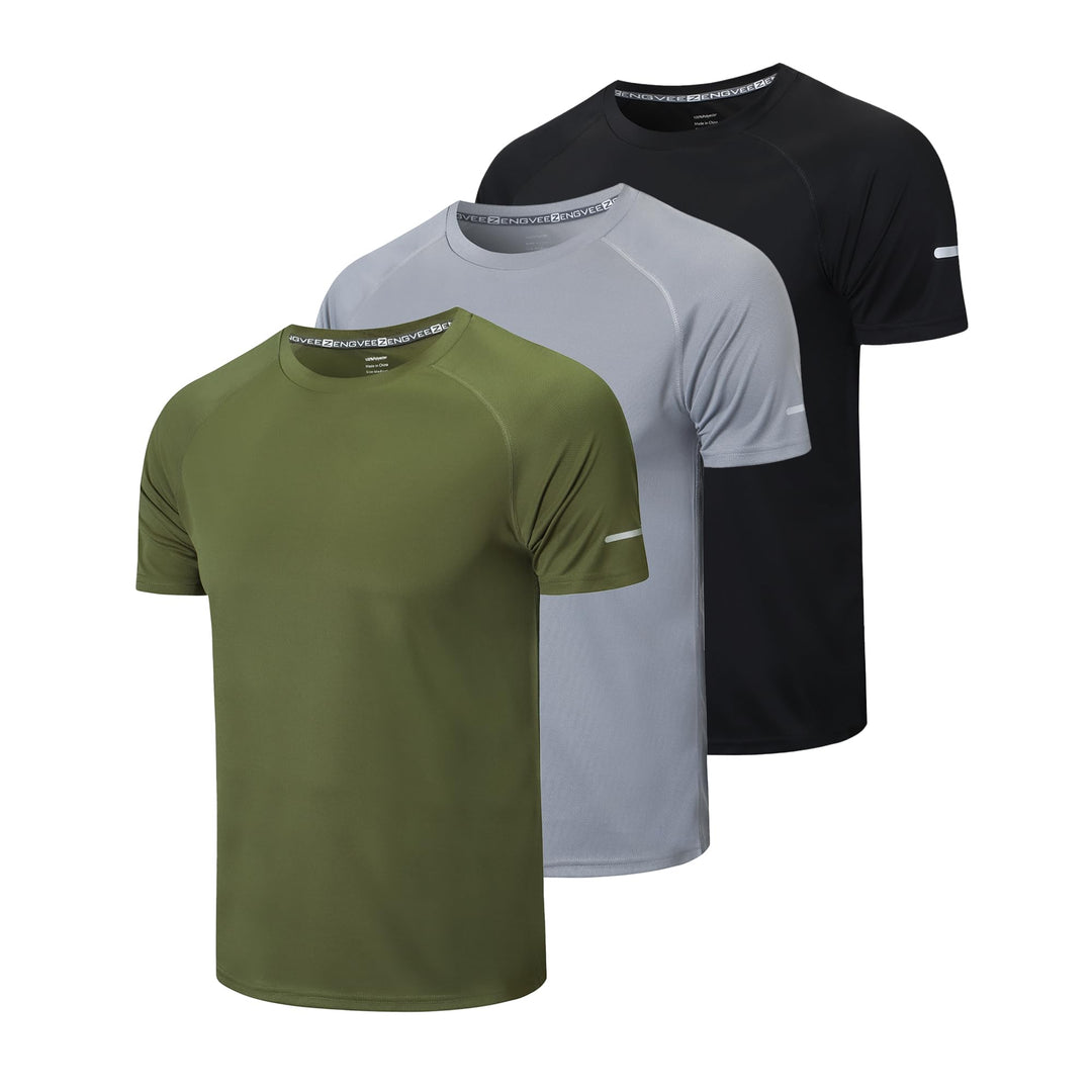 Gaiatiger 3er Pack Sport Tshirts Herren Funktionsshirt Sportshirt Schnelltrocknend Atmungsaktiv Trai