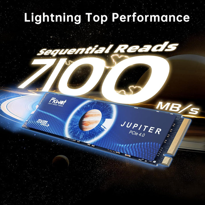 Fikwot M.2 SSD, 2TB NVMe SSD M.2, PCIe Gen4, Bis zu 7300MB/s Lesen, Interne SSD für PS5 Gaming und L