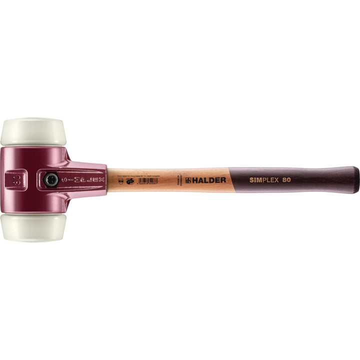 SIMPLEX-Schonhammer, Nylon; mit Tempergussgehäuse und hochwertigem Holzstiel | D=80 mm | 3008.080 Ø=