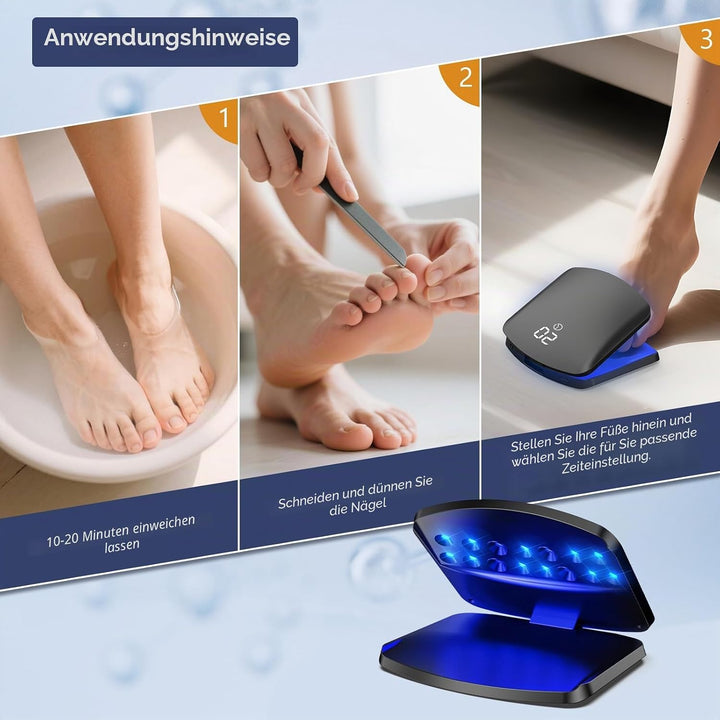 Upgrade Nagelpilz Lasergerät, 15 LED Tragbar & Wiederaufladbar per USB-C, 11 Blaulicht + 4 Infrarot,