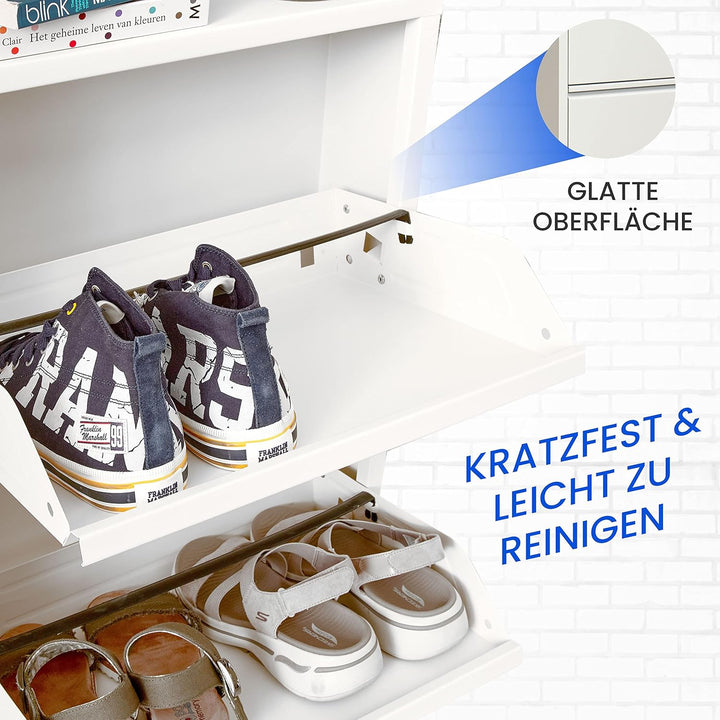 Schuhregal Metall Schuhschrank Hoch Schuhkipper mit Magnetische Abdeckung Montiert Schmal und Wandmo
