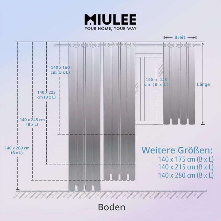 MIULEE Gardinen Vorhänge mit ösen Voile Vorhang kurz Modern Leinenoptik Halbtransparent Ösenvorhang