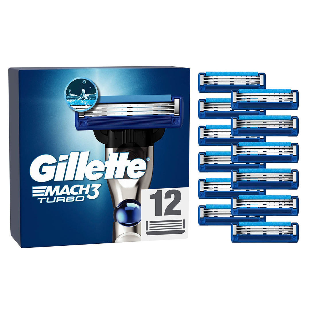 Gillette Mach3 Turbo Rasierklingen, 12 Ersatzklingen für Nassrasierer Herren mit 3-fach Klinge Neu 1
