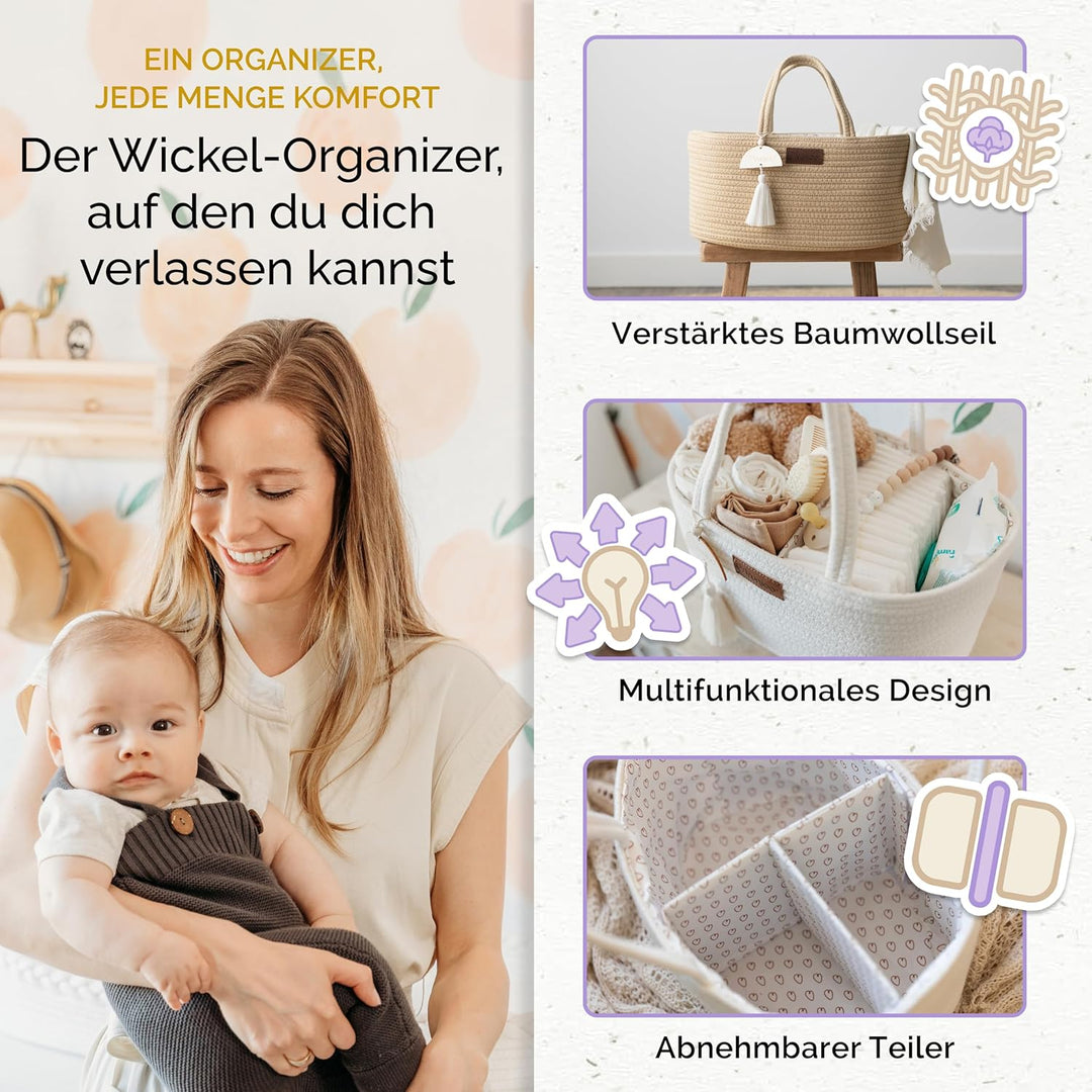 Yunioo Baby Wickel Organizer für Wickelutensilien und Wickeltisch zubehör, Wickeltisch Organizer, Wi