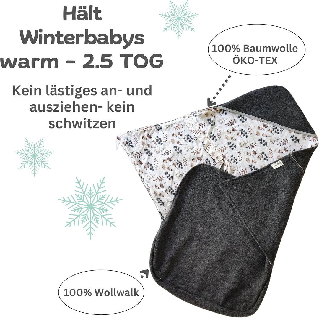 Swaddyl WOLLWALK Einschlagdecke Babyschale - Baby Fusssack - Maxi-Cosi Decke - Einschlagdecken für K
