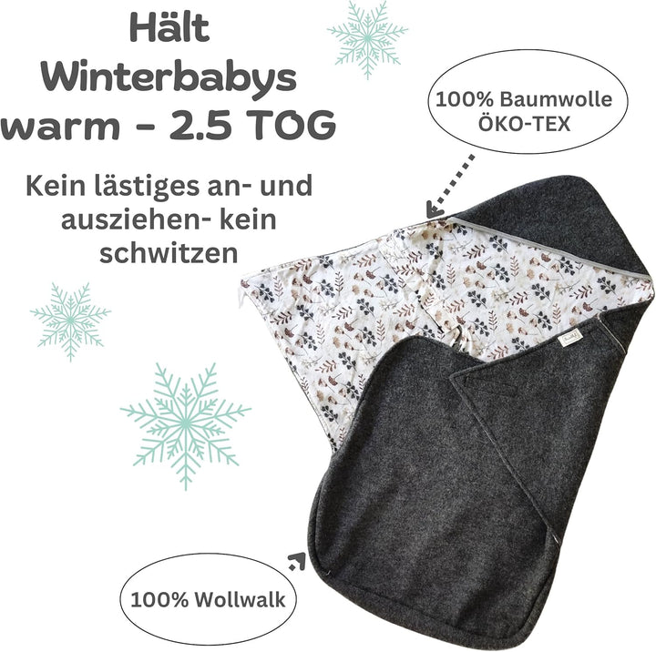 Swaddyl WOLLWALK Einschlagdecke Babyschale - Baby Fusssack - Maxi-Cosi Decke - Einschlagdecken für K