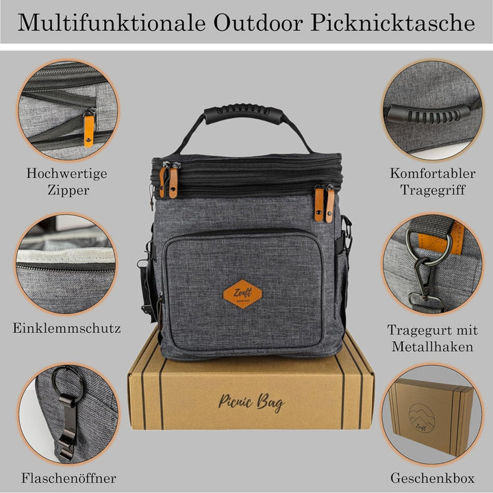Isolierte Kühltasche faltbar - wasserdichte, auslaufsichere Lunchtasche mit Mehreren Fächern, verste