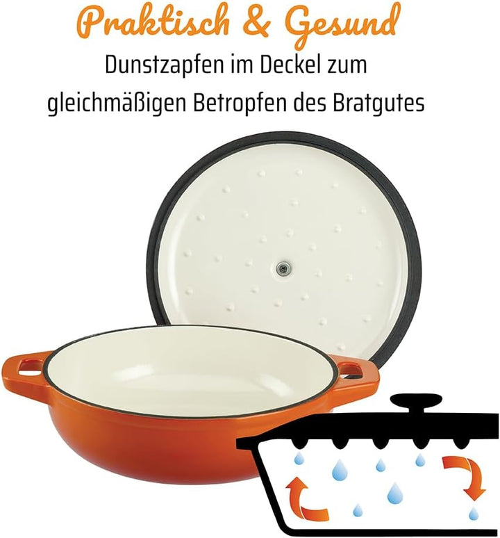 GSW 716307 Orange Shadow Schmortopf mit Deckel, Gusseisen, orange/creme - ⌀30 cm