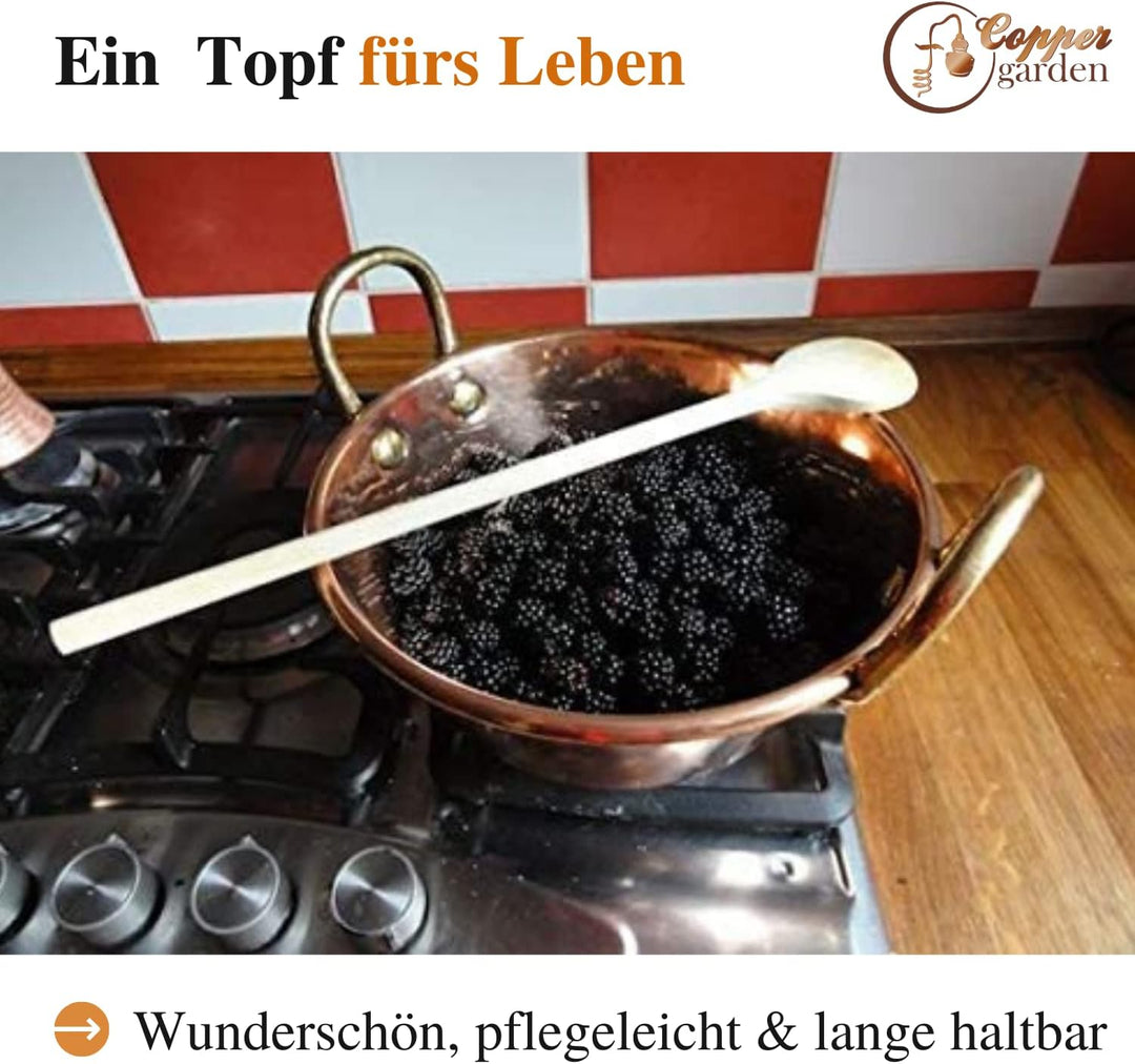 CopperGarden Sossen- & Marmeladentopf 3 Liter I Kochtopf aus Kupfer mit 24 cm Durchmesser I grosser