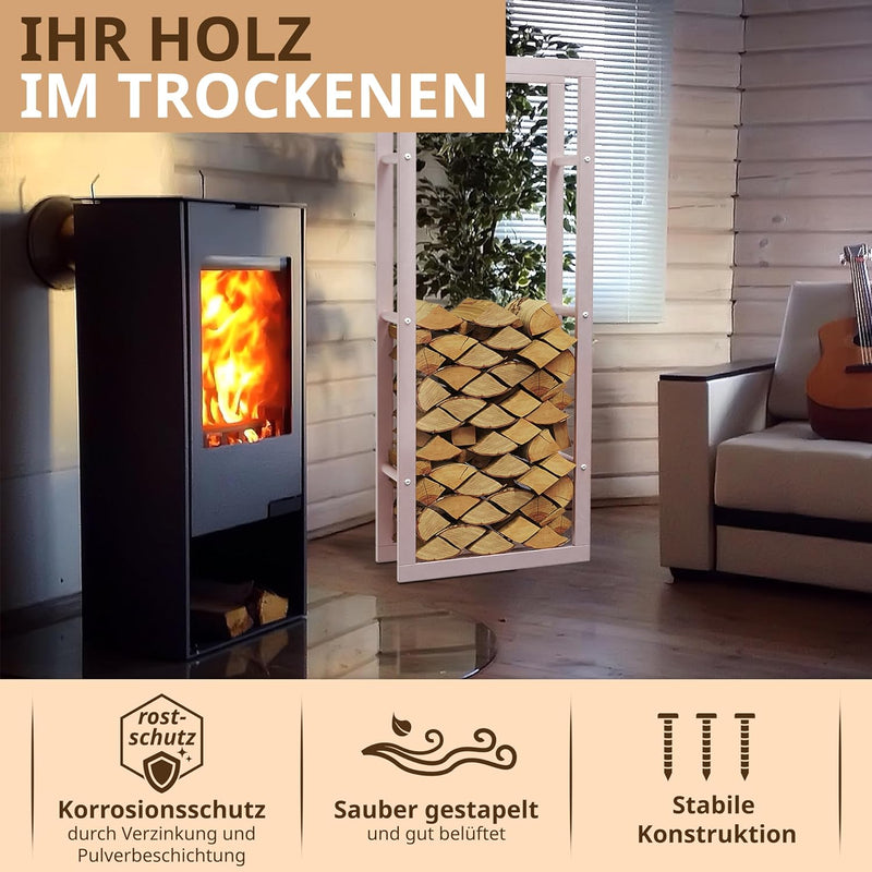 LAWA Living and Lifestyle Kaminholzregal VERZINKT 60x25x150 Feuerholzregal innen Brennholzregal auss