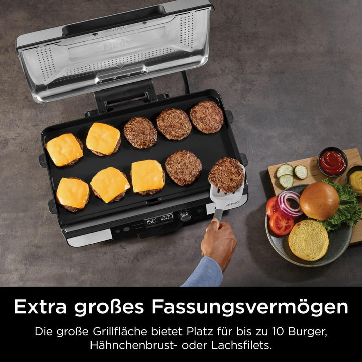 Ninja Sizzle Pro XL Indoor-Grill & Plancha, inklusive Grillplatte & oberer Plancha mit Antihaft-Kera
