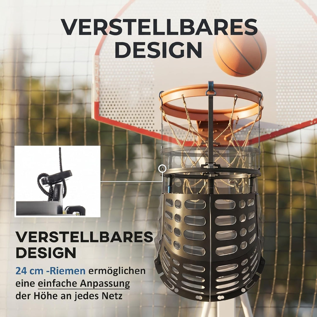 SPORTNOW Basketball-Rebounder, 360° drehbarer Rücklaufaufsatz, Rückholsystem für Basketball Schiessü