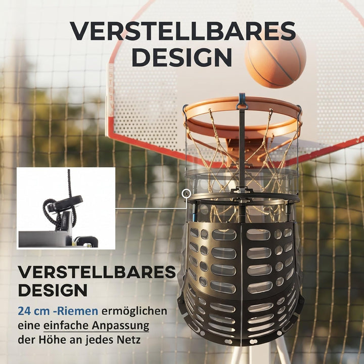 SPORTNOW Basketball-Rebounder, 360° drehbarer Rücklaufaufsatz, Rückholsystem für Basketball Schiessü