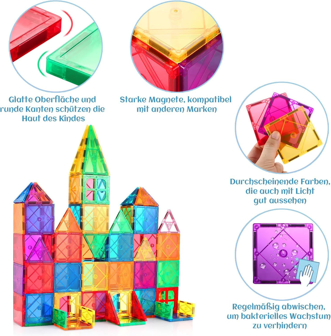 LeagoEra Magnetische Bausteine 70 Teile, Magnetspielzeug Magneten Kinder Magnetbausteine Magnet Spie