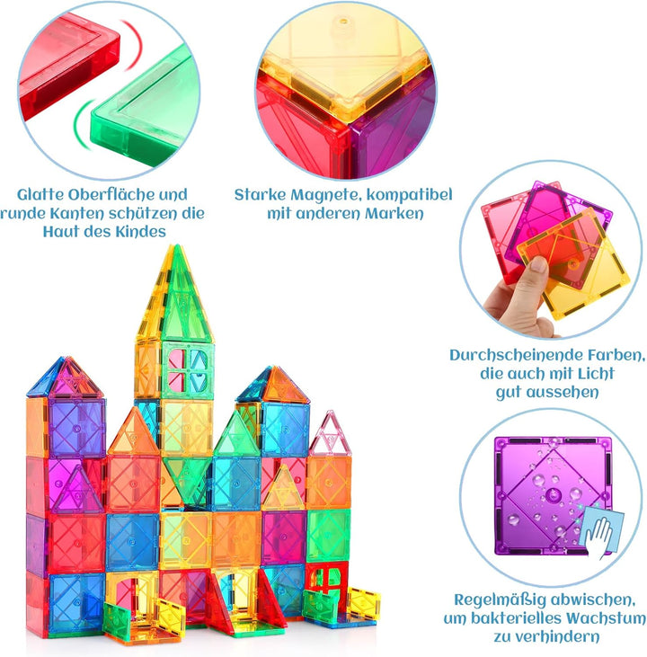 LeagoEra Magnetische Bausteine 70 Teile, Magnetspielzeug Magneten Kinder Magnetbausteine Magnet Spie