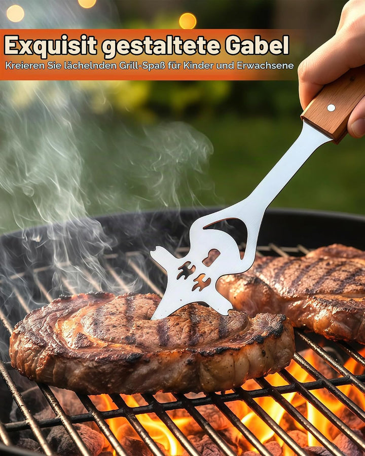 Grillbesteck Set 3-TLG Grillzubehör mit Grillzange, Grillwender, Fleischgabel Grill Zubehör Geschenk