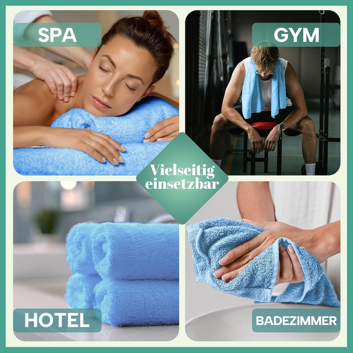 NatureMark NM-HT0842 Frottier Handtücher, 8-er Pack, 50 x 100 cm, 100% Baumwolle (Royalblau/Hellblau