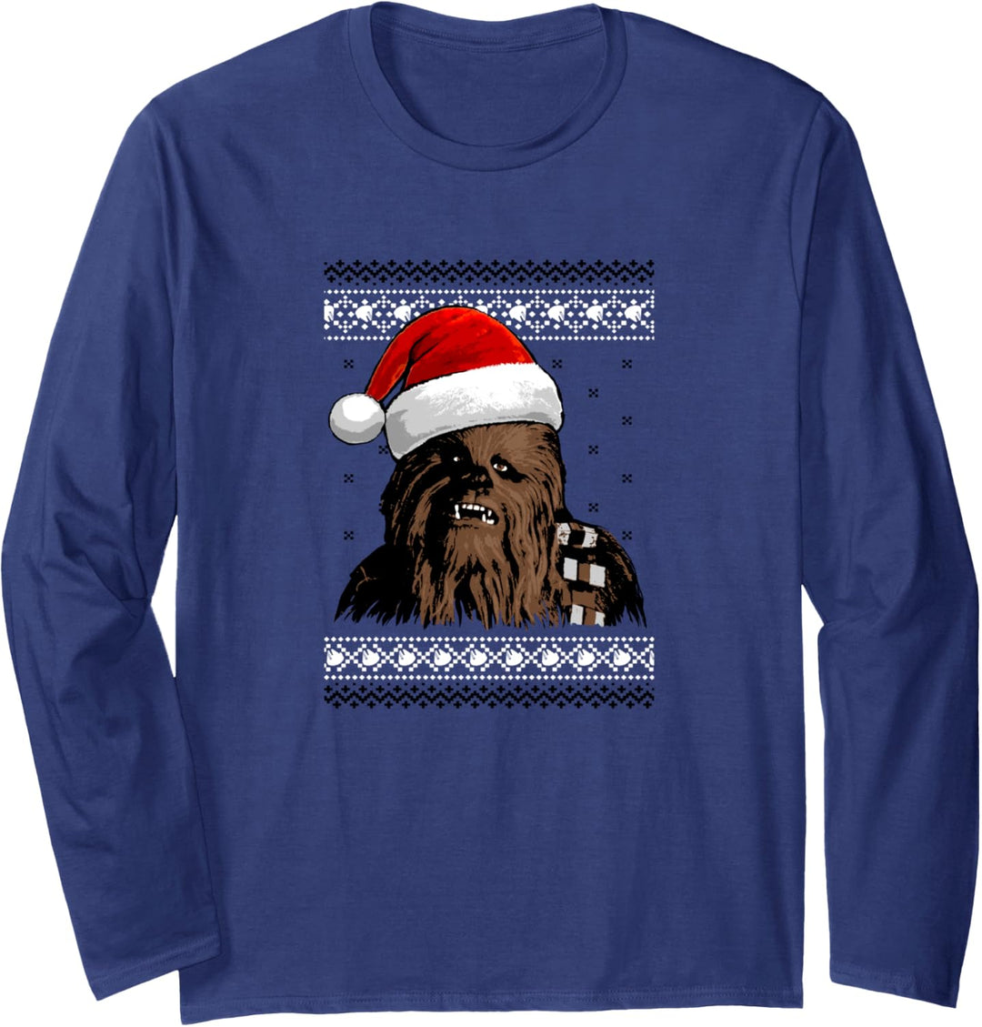 Star Wars Chewie Santa Hat Ugly Christmas Sweater Langarmshirt