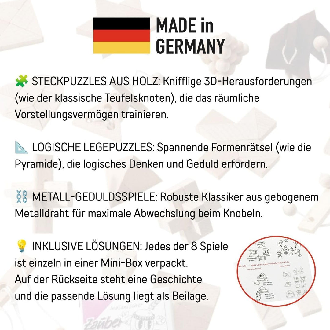 GICO Knobelspiel Klassiker Sets - 8 Geschicklichkeitsspiele in Geschenkverpackung - incl. Lösung (Se