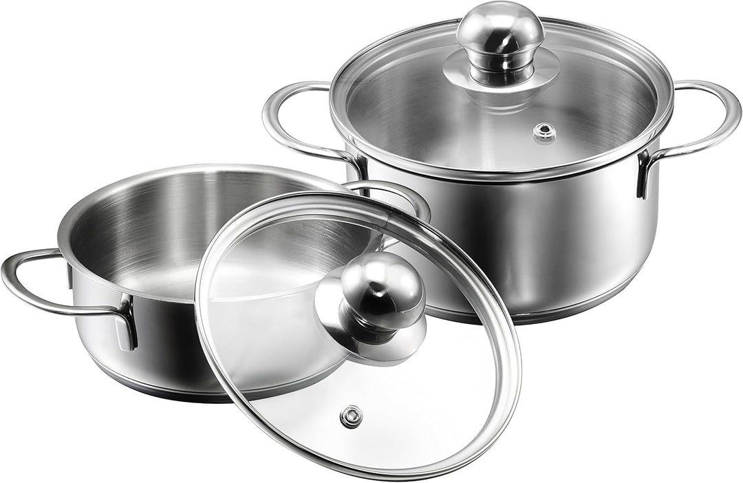 Kopf Mini Topfset Parvus (Edelstahl, 2-teilig, 14 + 14 cm, inkl. Glasdeckel, Induktion)