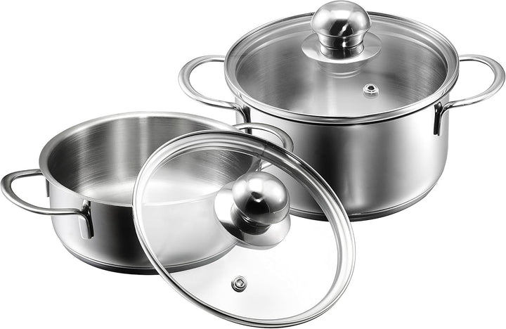 Kopf Mini Topfset Parvus (Edelstahl, 2-teilig, 14 + 14 cm, inkl. Glasdeckel, Induktion)