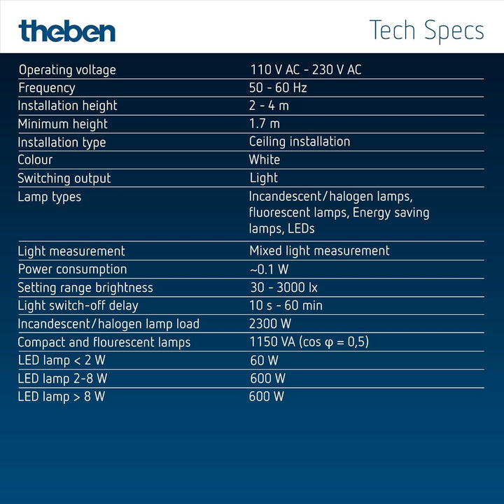 Theben 2080520 theRonda S360-100 UP WH – Präsenzmelder Passiv-Infrarot – PIR – 360°, THERONDA S360-1