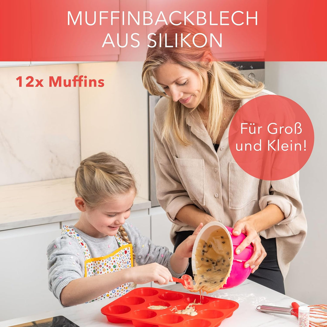 AVANA Muffinblech aus Silikon für 12 Muffins BPA-frei Antihaftbeschichtung Muffin Form Cupcake Backb