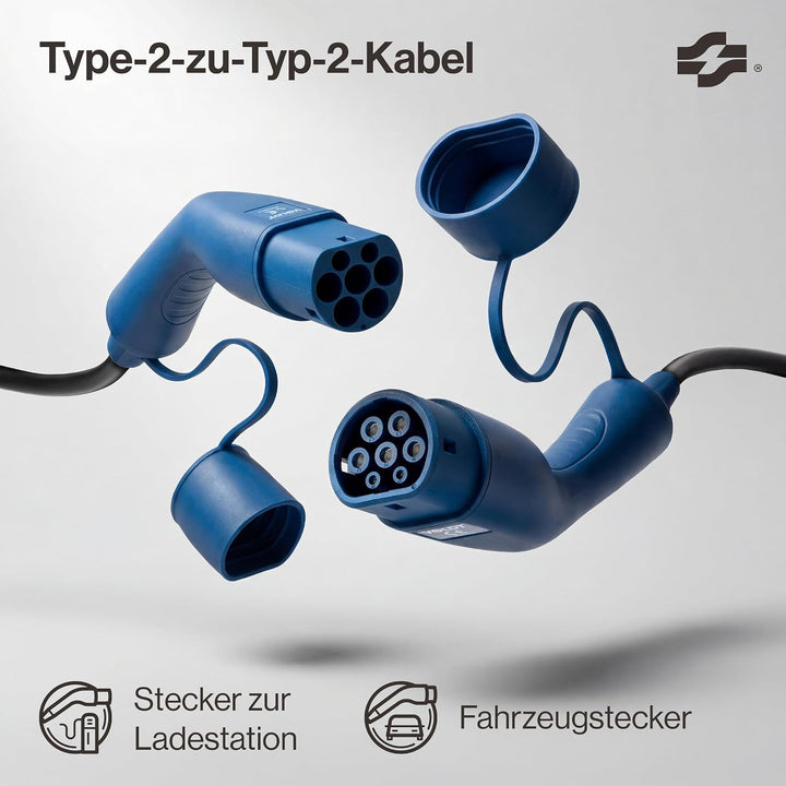 VOLDT Typ 2 Ladekabel 11 kW 16A, 3-phasig für EV Elektroautos PHEV, Typ 2 zu typ 2 Modus 3 Ladekabel