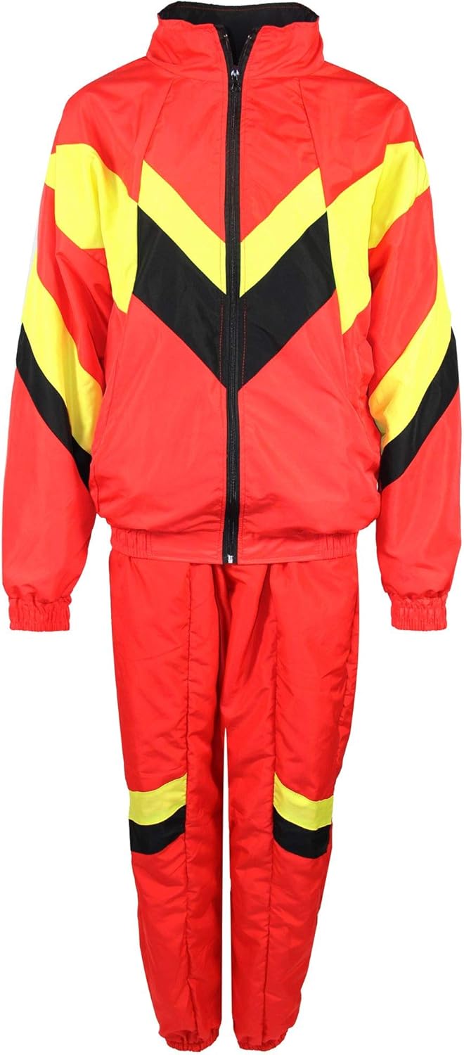 Foxxeo Premium 80er Jahre Kostüm für Herren Damen Trainingsanzug Assianzug Assi Gr. S – XXXXL M Rot