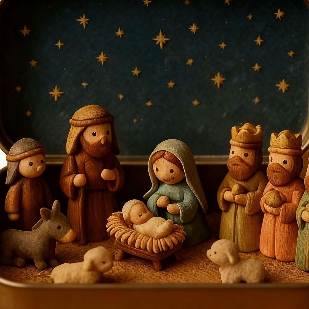 Weihnachtskrippe Komplettset, Krippenfiguren Set, Weihnachtskrippe Figuren Holz, Krippe Weihnachten,