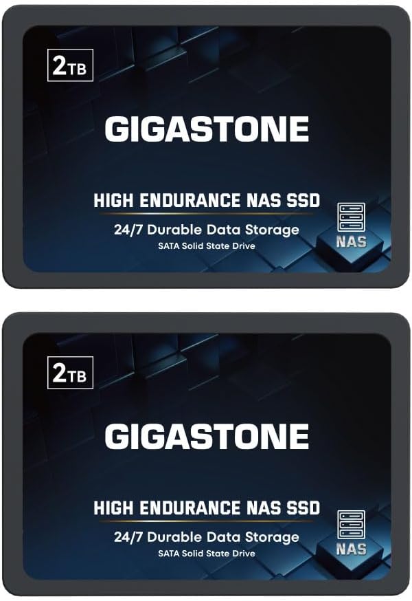 Gigastone NAS SSD 2TB Enterprise SSD Festplatte (2er-Pack) TLC Hohe Dauerhaltbarkeit Server SSD für