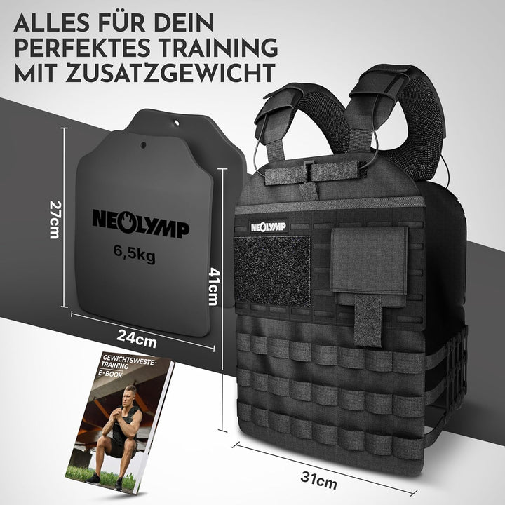 NEOLYMP Gewichtsweste – Unisex Weighted Vest – Plattenträger Weste mit Tasche – Kein Verrutschen – A