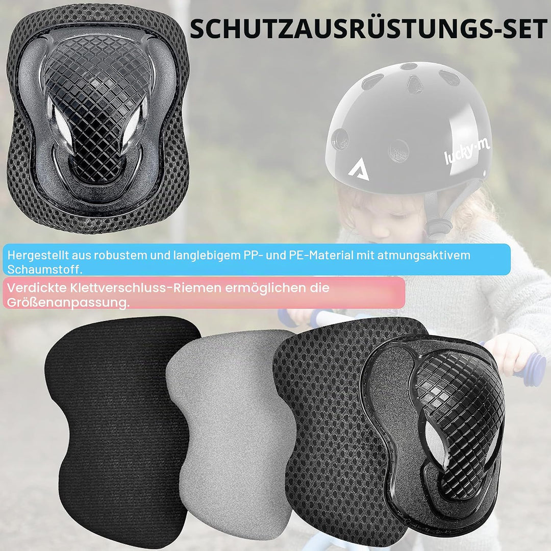 Verstellbarer Kinderhelm mit Knieschützern, Ellbogenschützern und Handgelenkschützern, 7-in-1-Schutz