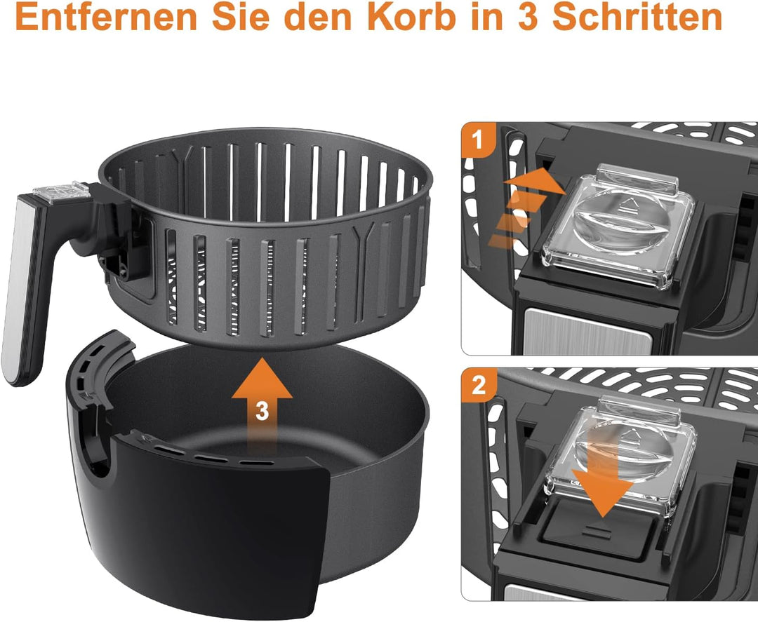 Innsky Heissluftfritteuse Ersatzkorb 5,5 l für Innsky Air Fryer, antihaftbeschichteter Frittierkorb,