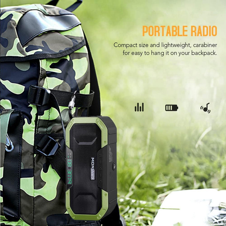 Kavolet Solar Radio, Tragbar Kurbelradio Dynamo Radio mit AM/FM, 5000mAh Power Bank Ladegerät Blitzl